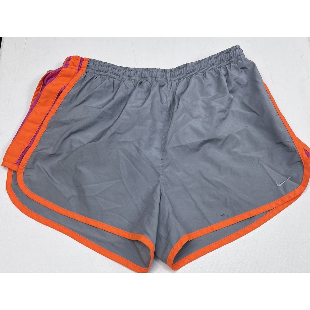 Nike Dri‎ Fit Women's Gray Orange Size Medium Lined Shorts